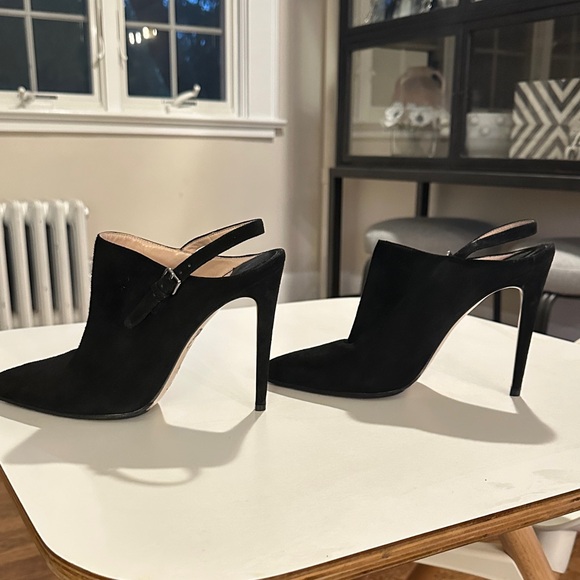 Miu Miu Black Suede Slingback Pointed Toe Ankle Boot in Nero sz 40 - Picture 1 of 11